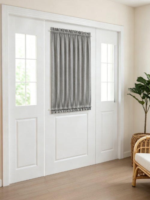 Linen Blackout French Door Drapes Thermal Privacy Covering for Patio and Sliding Doors