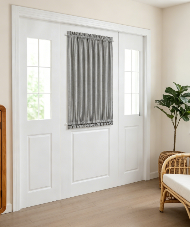 Linen Blackout French Door Drapes Thermal Privacy Covering for Patio and Sliding Doors