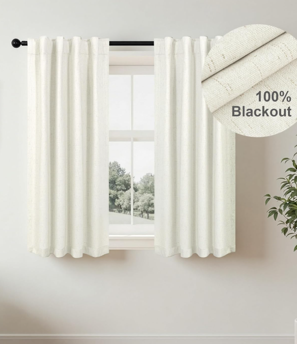 Blackout Linen Half Door Drapes Privacy Light Blocking Covering for Small Door Windows - Image 2