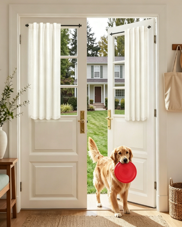Blackout Linen Half Door Drapes Privacy Light Blocking Covering for Small Door Windows