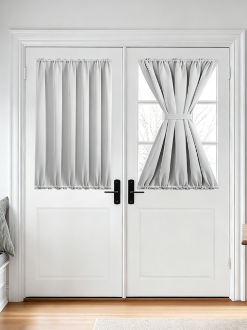 Blackout Front Door Drapes Dual Rod Pocket Thermal Insulated Privacy Curtain Panel