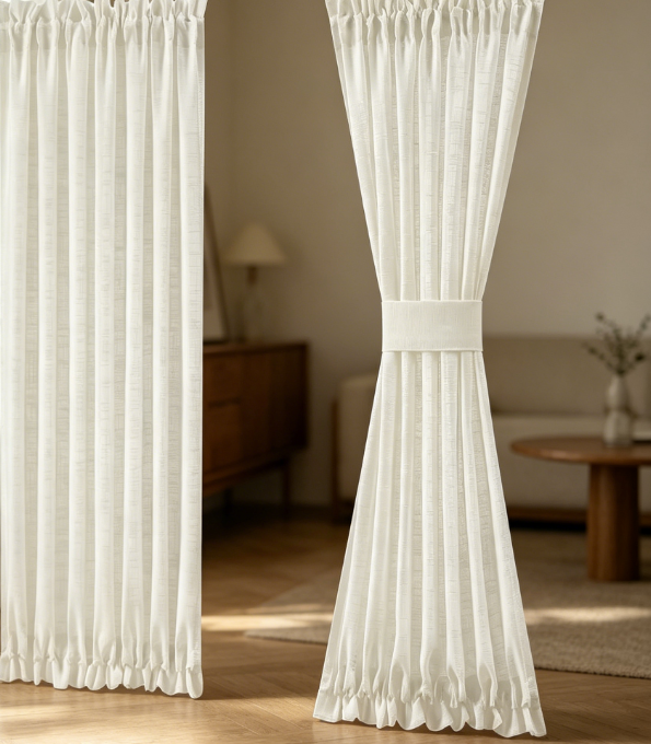 Linen Texture Sidelight Door Drapes Semi Sheer Privacy Covering for Entry Doors - Image 2