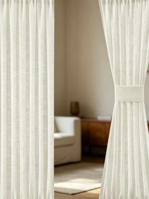 Linen Texture Sidelight Door Drapes Semi Sheer Privacy Covering for Entry Doors