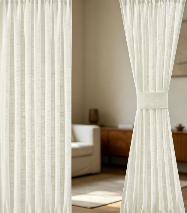 Linen Texture Sidelight Door Drapes Semi Sheer Privacy Covering for Entry Doors