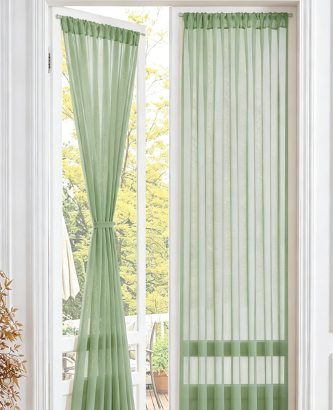 Sheer Privacy Door Drapes Light Filtering Decorative Panels for Bedroom and Living Room