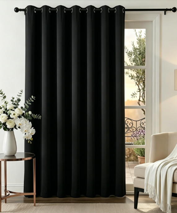 Wide Thermal Blackout Sliding Door Drapes Room Darkening Privacy Curtain Panels