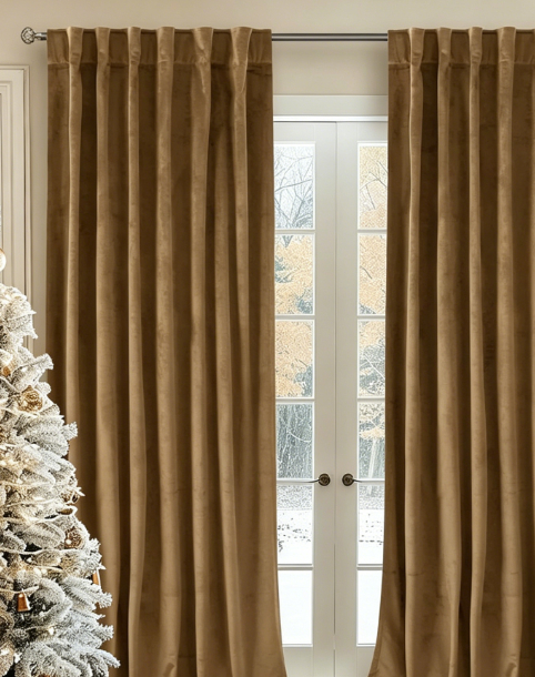 Extra Wide Linen Blackout Door Drapes Energy Saving Thermal Insulated Door Coverings