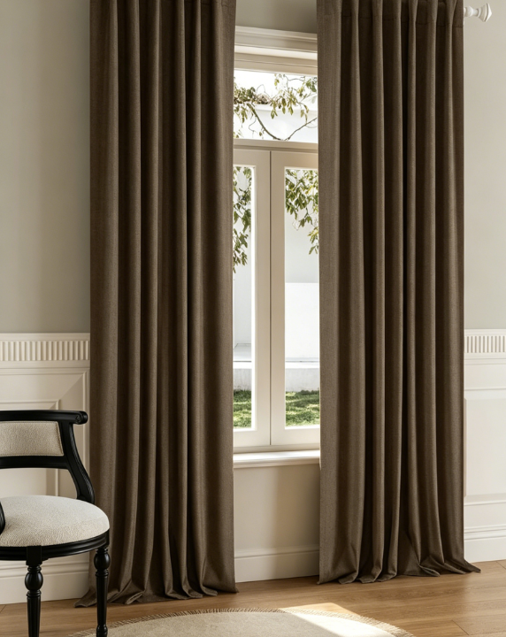 Double Layer Linen Blackout Door Drapes Noise Reducing Privacy Panels for Living Room - Image 2