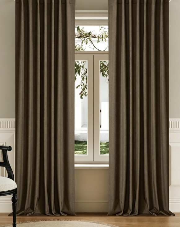 Double Layer Linen Blackout Door Drapes Noise Reducing Privacy Panels for Living Room