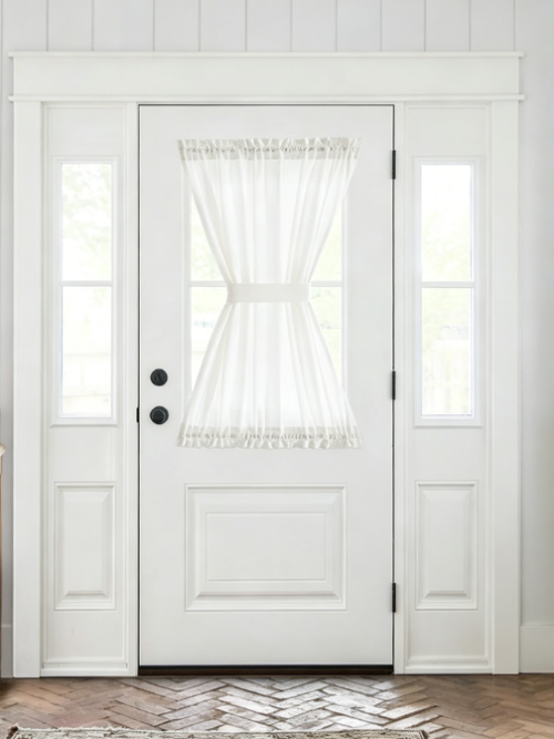 Linen Blend Front Door Drapes Light Filtering Privacy Curtain Panels with Tieback