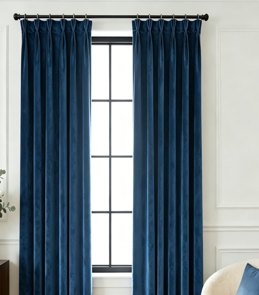 Pinch Pleat Blackout Sliding Door Drapes Decorative Privacy Panels with Hooks