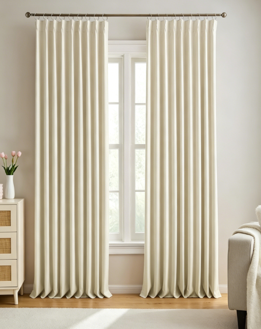 Textured Linen Blackout Door Drapes Energy Saving Thermal Insulated Privacy Coverings - Image 2