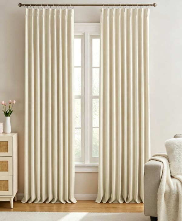 Textured Linen Blackout Door Drapes Energy Saving Thermal Insulated Privacy Coverings