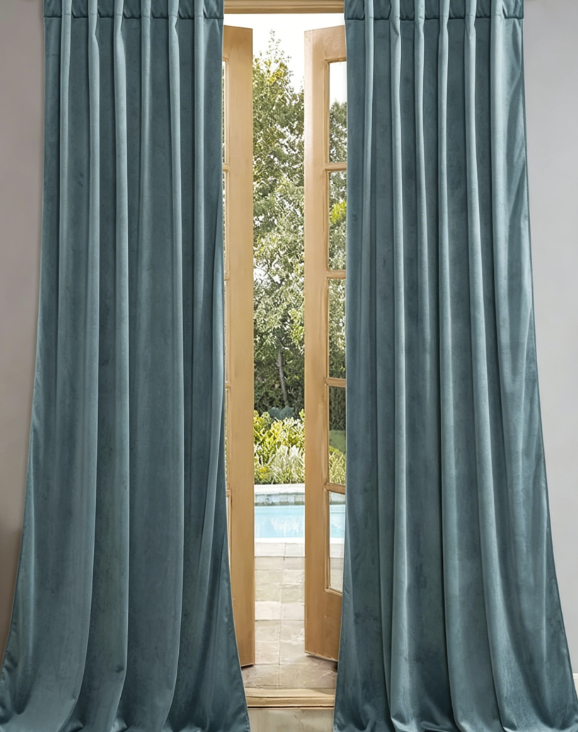 Pinch Pleated Linen Blend Blackout Door Drapes Extra Wide Thermal Privacy Curtains - Image 2