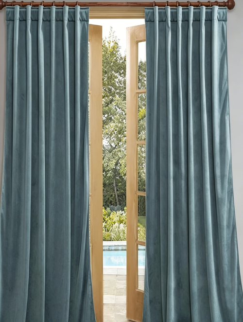 Pinch Pleated Linen Blend Blackout Door Drapes Extra Wide Thermal Privacy Curtains