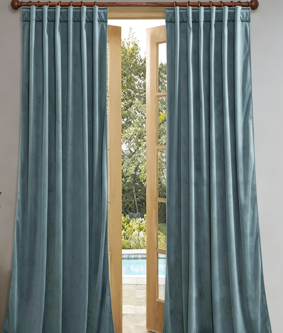 Pinch Pleated Linen Blend Blackout Door Drapes Extra Wide Thermal Privacy Curtains
