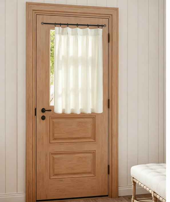 Pinch Pleated Linen Sheer Front Door Drapes Decorative Privacy Covering for Entryway - Image 2