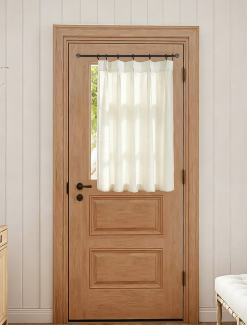 Pinch Pleated Linen Sheer Front Door Drapes Decorative Privacy Covering for Entryway