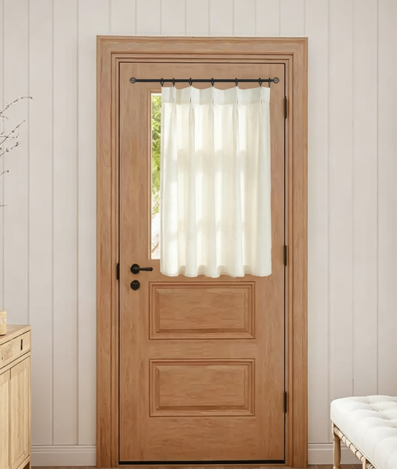 Pinch Pleated Linen Sheer Front Door Drapes Decorative Privacy Covering for Entryway